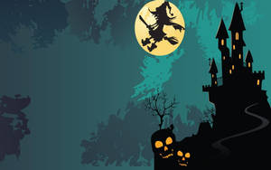 Witch Cartoon Dark Castle Wallpaper