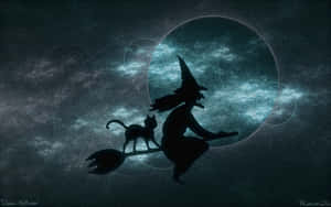 Witch On Broomstick Wallpaper