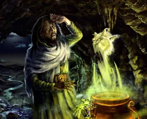Wizard Black Magic In Cave Wallpaper