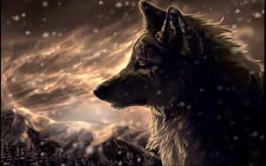 Wolf Aesthetic Dark Clouds Wallpaper