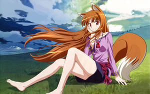 Wolf Girl Brown Ears And Tail Wallpaper