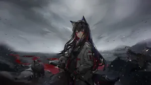 Wolf Girl With Howling Wolves Wallpaper