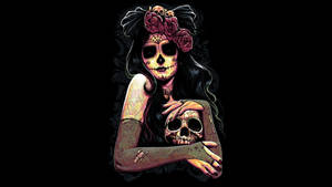 Woman And Skull For Day Of The Dead Wallpaper