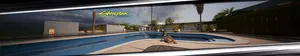 Woman Beside Pool Three Screen Wallpaper