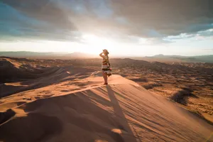 Woman In A Desert Wallpaper