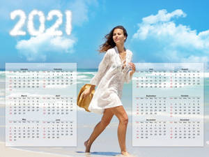 Woman On The Beach 2021 Desktop Wallpaper