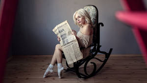 Woman Reading Newspaper Wallpaper
