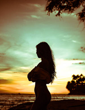 Woman Silhouette Nature Iphone Wallpaper