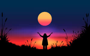 Woman Silhouette With Moon Wallpaper