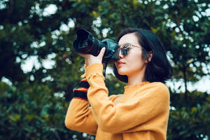 Woman Taking Photo Of Nature Photography Wallpaper