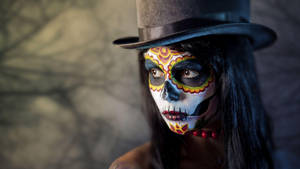 Woman Wearing Day Of The Dead Costume Wallpaper