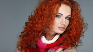 Woman With Dark Orange Curly Hair Wallpaper