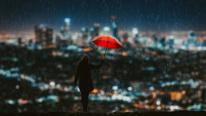 Woman With Red Umbrella Most Beautiful Rain Wallpaper
