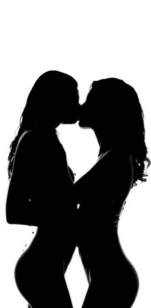 Women Kissing Silhouette Wallpaper