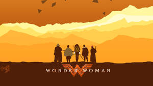 Wonder Woman Minimalist Orange Mountains Wallpaper