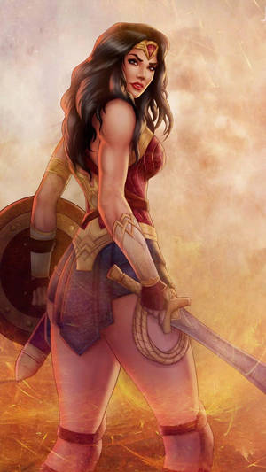 Wonder Woman On Fire Wallpaper