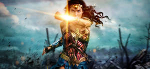 Wonder Woman Running Raised Arm Wallpaper