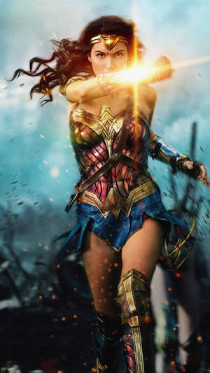 Wonder Woman Running Raised Arm Wallpaper