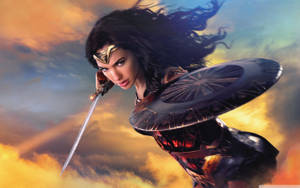 Wonder Woman Throwing Shield Wallpaper
