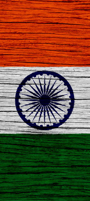 Wood Texture Indian Flag Mobile Wallpaper