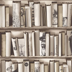 Wooden Bookshelf Cream Art Books Wallpaper