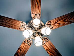 Wooden Classy Ceiling Fan Wallpaper