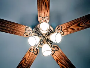 Wooden Classy Ceiling Fan Wallpaper