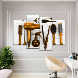 Wooden Hair Salon Wall Frame Wallpaper