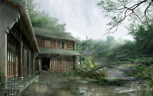 Wooden House Most Beautiful Rain Wallpaper