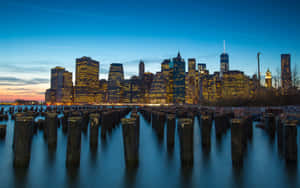 Wooden Logged New York City Landscape Wallpaper