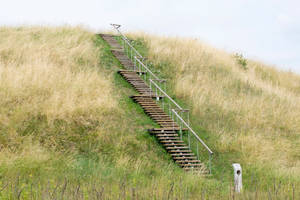 Wooden Staircase On Hill In Lithuania Wallpaper