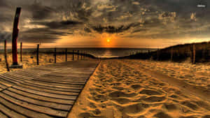 Wooden Walkway Beach Sunset Hd Wallpaper