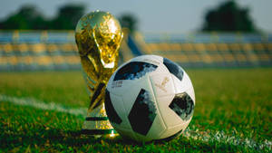 World Cup Gold Trophy And Football Wallpaper