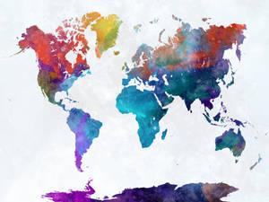 World Map 4k Vivid Watercolors Wallpaper