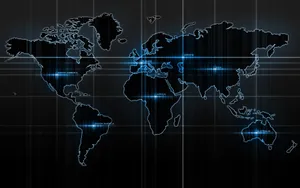 World Map In Black Desktop Wallpaper