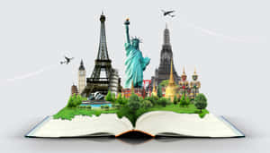 World Travel Landmarks Pop Up Book Wallpaper