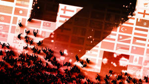 World War Z Zombies Walking Over Flags Wallpaper