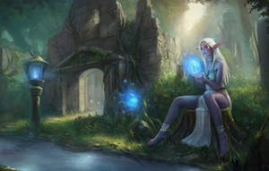 Wow Elf Girl Using Magic Wallpaper