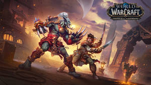 Wow Orc Fighting Pirate Warrior Wallpaper