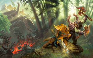 Wow Paladin Fighting An Orc Wallpaper