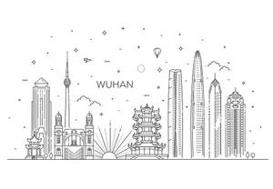 Wuhan City Simplistic Art Wallpaper