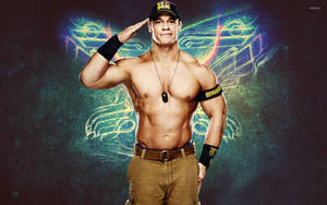 Wwe Superstar John Cena Salute Pose Wallpaper