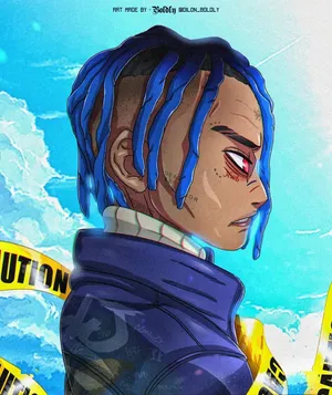 Xxxtentacion Anime Cartoon Caution Tape Wallpaper