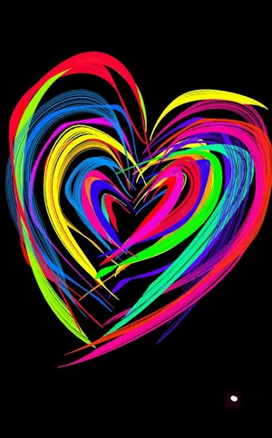 Y2k Heart Colourful Paint Brush Patterns Wallpaper