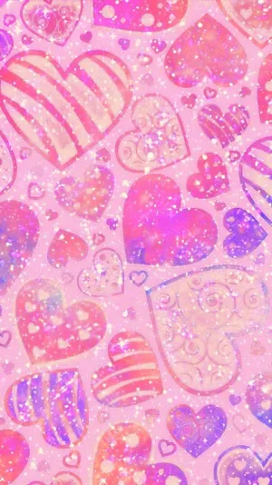 Y2k Hearts In Pink Glitters Wallpaper