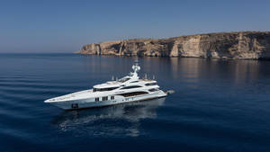 Yacht Dark Blue Sea Wallpaper