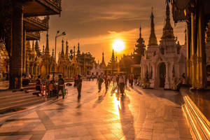 Yangon Shwedagon Sunset Wallpaper