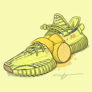 Yeezy Yellow Cartoon Shoe Wallpaper