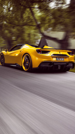 Yellow 488 Spider Ferrari Phone Wallpaper