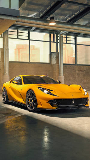 Yellow 812 Superfast Ferrari Phone Wallpaper